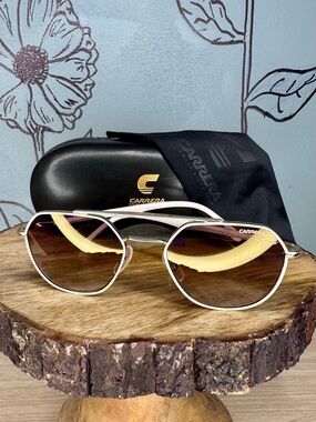 Carrera White Frame Sunglasses with Brown Gradient Lenses